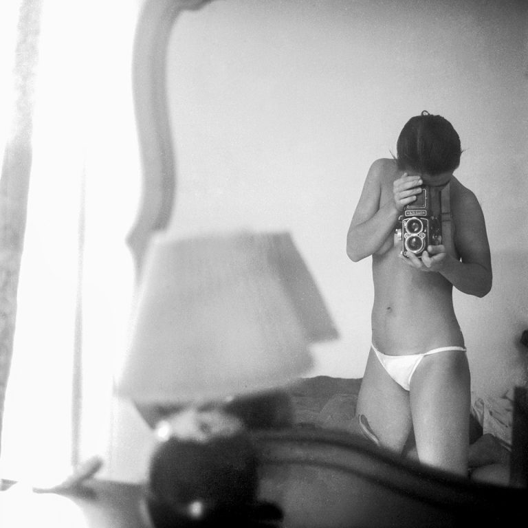 In the mirror
